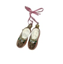 Midwest Of Cannon Falls Vintage Pink Ballerina Slippers Glass Ornament Czech Rep - $19.79