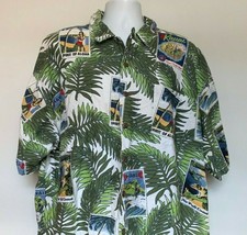 Hawaiian Shirt Surfing Hula Spirit of Aloha Palm Trees Kauai Mens 3XL Cotton - £22.90 GBP