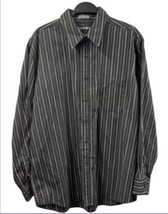 Beverly Hills Polo Club Mens Shirt XL Black White Striped Button Up LS VTG - $19.39