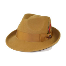 Men BENTLY HEADWEAR Hat Australian Wool Pinch Front Fedora HUDSON HU423 camel image 3
