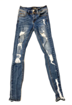 Indigo Rein Jeans Womens 3 Blue Skinny Ankle Stretch Distressed High Rise Junior - £7.72 GBP