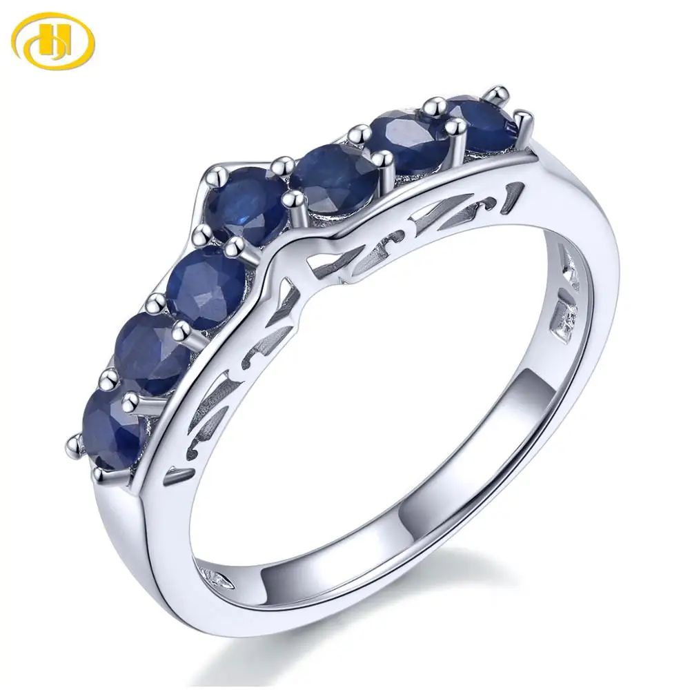 Precious Blue Sapphire Sterling Silver Rings for Women 0.91 Carats Natural Sapph - £87.42 GBP