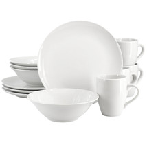 Gibson Home Wintercap 12 Piece Fine Ceramic Dinnerware Set in White - $1,772.06 MXN