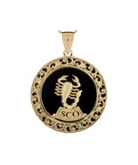 10K or 14K Yellow Gold &amp; Onyx Scorpio Zodiac Pendant - €717,32 EUR+