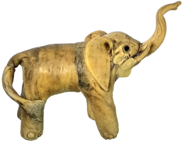Elephant Figurine Crushed Oyster Shells Sculpture With Trunk Up Philippines 6” - £19.23 GBP
