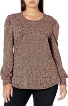Amazon Essentials Women&#39;s  T-Shirt Top S Leopard Print Long Sleeve Smock... - £11.04 GBP
