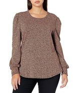 Amazon Essentials Women&#39;s  T-Shirt Top S Leopard Print Long Sleeve Smock... - $13.82