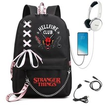 Female Backpack Stranger Things Canvas Backpack Canvas Student Schoolbag Women L - £96.36 GBP