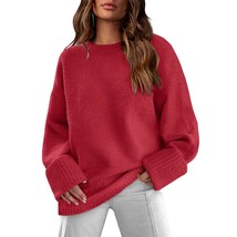Oversized Sweaters For Women Plus Size Long Sleeve Fall Tops Winter Sweaters Red - £62.13 GBP