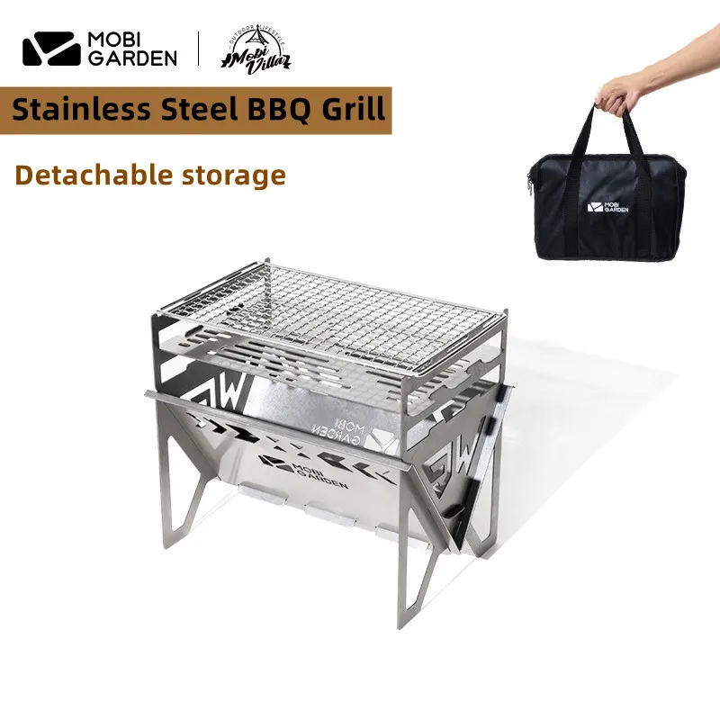 Door picnic tools portable folding stainless steel wood stove detachable barbecue grill thumb200
