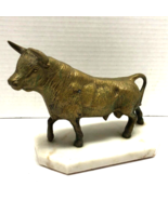 Antique Bronze Bull On Marble 8&quot; Long - $1,018.72 CAD