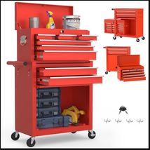 Rolling Utility Tool Box Storage Capacity 8 Drawers Heavy Duty Canisteo 24" Red - $262.99