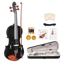 4/4 Spruce Maple Violin + Case+Cloth+ Shoulder Rest +Tuner+ Rosin Black - $91.99