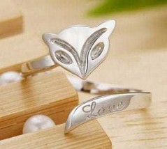 925 Silver Fox Ring, Silver Fox Ring, Adjustable Fox Ring, Hugging Fox Ring, Pro - £19.87 GBP