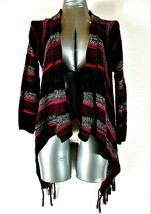 Arizona women&#39;s Large 14 L/S pink black gray OPEN FRONT cardigan sweater (H)pm1 - £8.26 GBP