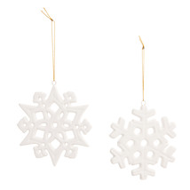 Christmas Decoration Assorted Styles Ceramic White Snowflake , 4.13 inch , 2 pc - £13.67 GBP