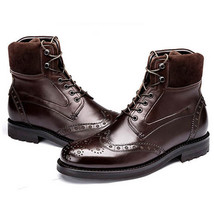 Coffee Brown High Ankle Party Wear Wing Tip Stylish Brogues Toe Men Boots - £128.28 GBP+