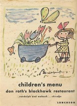 Don Roth&#39;s Blackhawk Restaurant Children&#39;s Menu Bemelmans Chicago Illinois 1964 - £77.27 GBP