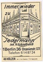 Matchbox Label Germany Fur Jedermann Berlin - $0.98