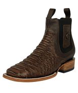 Mens Chelsea Leather Ankle Boots Brown Snake Print Western Dress Square ... - €103,70 EUR