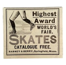Barney &amp; Berry Ice Skates Worlds Fair 1894 Advertisement Victorian 2 ADBN1yy - £7.82 GBP