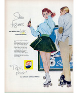 Pepsi-Cola, Large 1958 Magazine Ad, Skater - $8.00