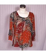 Sara Michelle Top Fall Multicolor Tunic Size Small Fully Lined - £11.69 GBP