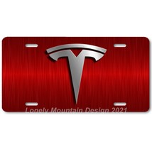 Tesla Logo Inspired Art Gray on Red FLAT Aluminum Novelty Auto License Tag Plate - £14.38 GBP