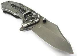 Camo Stainless Steel Folding Pocket Knife - £11.84 GBP