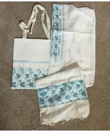 TALIT AND MATCHING TALIT BAG SILK PANDA/TEAL COLOR TALIT: 18 INCHES X 72... - $346.50