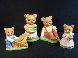 Homco Thanksgiving picnic bear family 4 pces Mother Father boy girl 1462 - £8.60 GBP