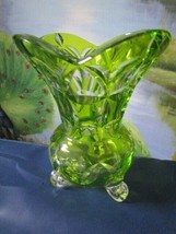 Czech Bohemian Crystal Vase Lime To Clear Gorgeous 6&quot; - £114.72 GBP