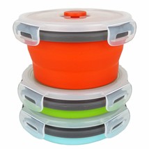 Ecomorning 3Piece Round Collapsible Lunch Container Silicone Food Storage Contai - £23.03 GBP