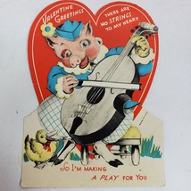 Vintage Valentine Card No Strings To My Heart ~ Movable - $16.83