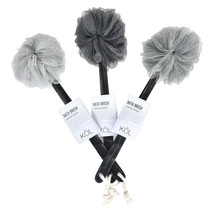 3pcs Charcoal Wood Long Handle Bath Brush Loofah Shower Scrubber - £15.97 GBP