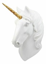 Enchanted Golden Horned Unicorn 3D Art Wall Decor Figurine Ancient Fabled Steed - £49.81 GBP