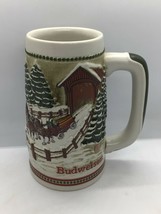 1984 Budweiser Holiday Christmas Beer Stein Clydesdale Covered Bridge - $7.70