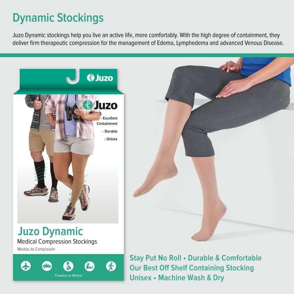 Juzo Dynamic Varin Thigh High, Open Toe, Short, Dot Band, Size: IV (Beige) 30-40 Item image 6