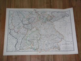 1907 Antique Map Of Southern Germany Alsace Lorraine Baden Bavaria Bayern Hesse - £18.04 GBP