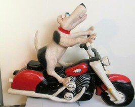 Fabulous Hand Made Dog on Motorcycle 15&quot; Long Resin - £42.64 GBP
