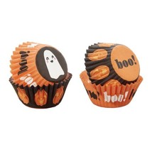 Halloween Ghost BOO! Wilton 50 ct Mini Baking Cups Cupcake Liners - $3.26