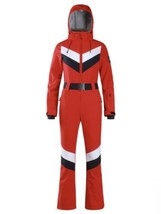 Sz XS Women&#39;s Gsou Snow Retro Belted V Striped Flare Ski Suit - £155.84 GBP