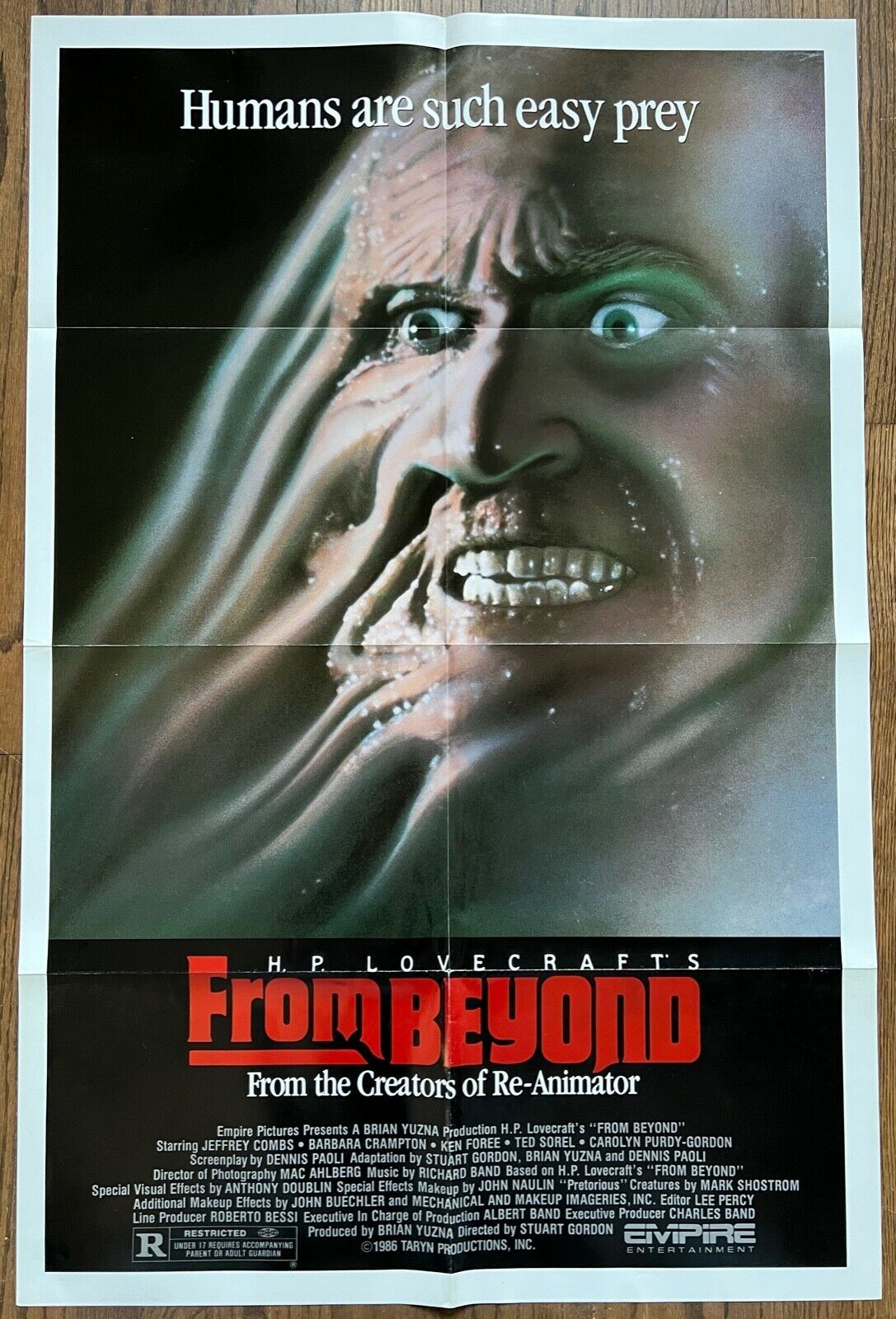 *H.P. Lovecraft&#39;s FROM BEYOND (1986) Fear the Resonator! Horror 1-Sheet VF- - $95.00