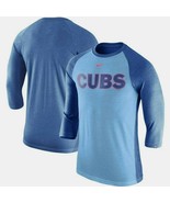 Chicago Cubs Mens Nike 3/4 Sleeve TRI-BLEND Raglan T-Shirt - XXL/XL/Larg... - £22.29 GBP