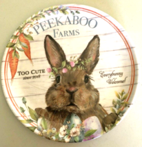 Easter Bunny 10.5&quot; Melamine Dinner Plates Peekaboo Farms Every Bunny Welcome S/4 - £35.14 GBP