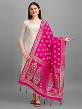 Women&#39;s Dupatta Banarasi Silk Zari Scarf Stole /Shawls Color- Pink - £13.71 GBP