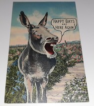 Happy Days Are Here Again DONKEY Ass Mule Laughing Comic Postcard Military Linen - £3.74 GBP