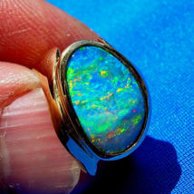 Earth mined Black Opal Deco Ring Designer one of a kind 14k Gold Setting - £5,915.76 GBP