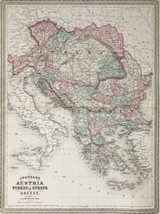 Johnsons Austria Turkey in Europe Greece Antique Map 1873 - $40.64