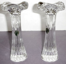 Waterford Ballet Ruffled Crystal 8&quot; Candlestick Holders SET/2 Ireland 142252 New - £137.71 GBP
